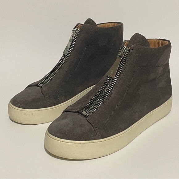 Frye Lena Suede Zip High-Top Sneakers in Gray - Picture 1 of 9